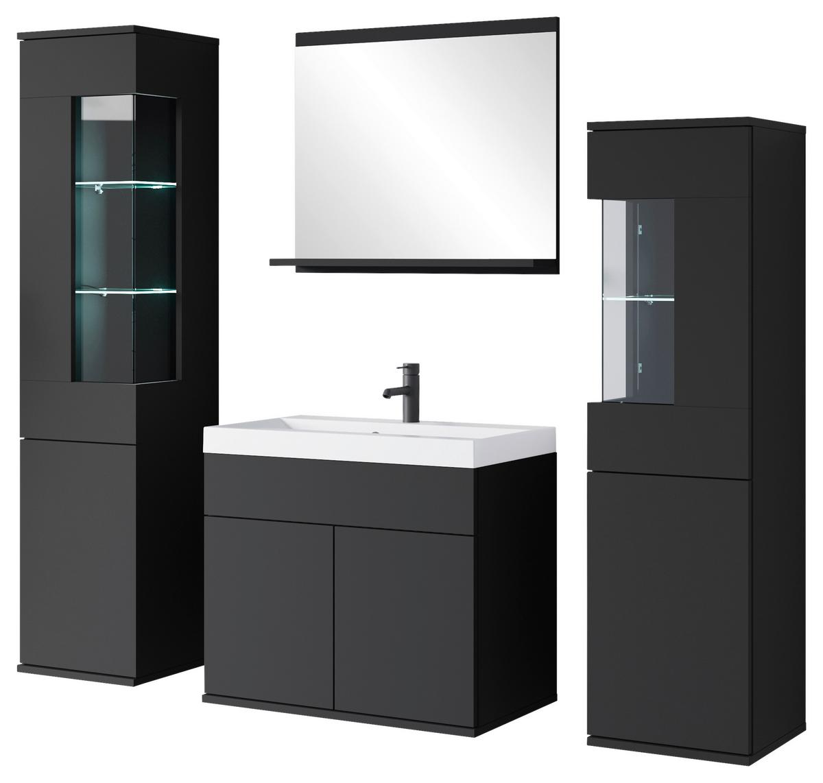 Badezimmer Narobi Schwarz B: 120,4 cm - Schwarz/Weiß, Trend, Glas/Keramik (120,4cm) - P & B