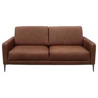 2-Sitzer-Sofa Spring, Dunkelbraun B: 157 cm - Dunkelbraun/Schwarzchrom, Design, Leder (157/85/92cm) - Livetastic