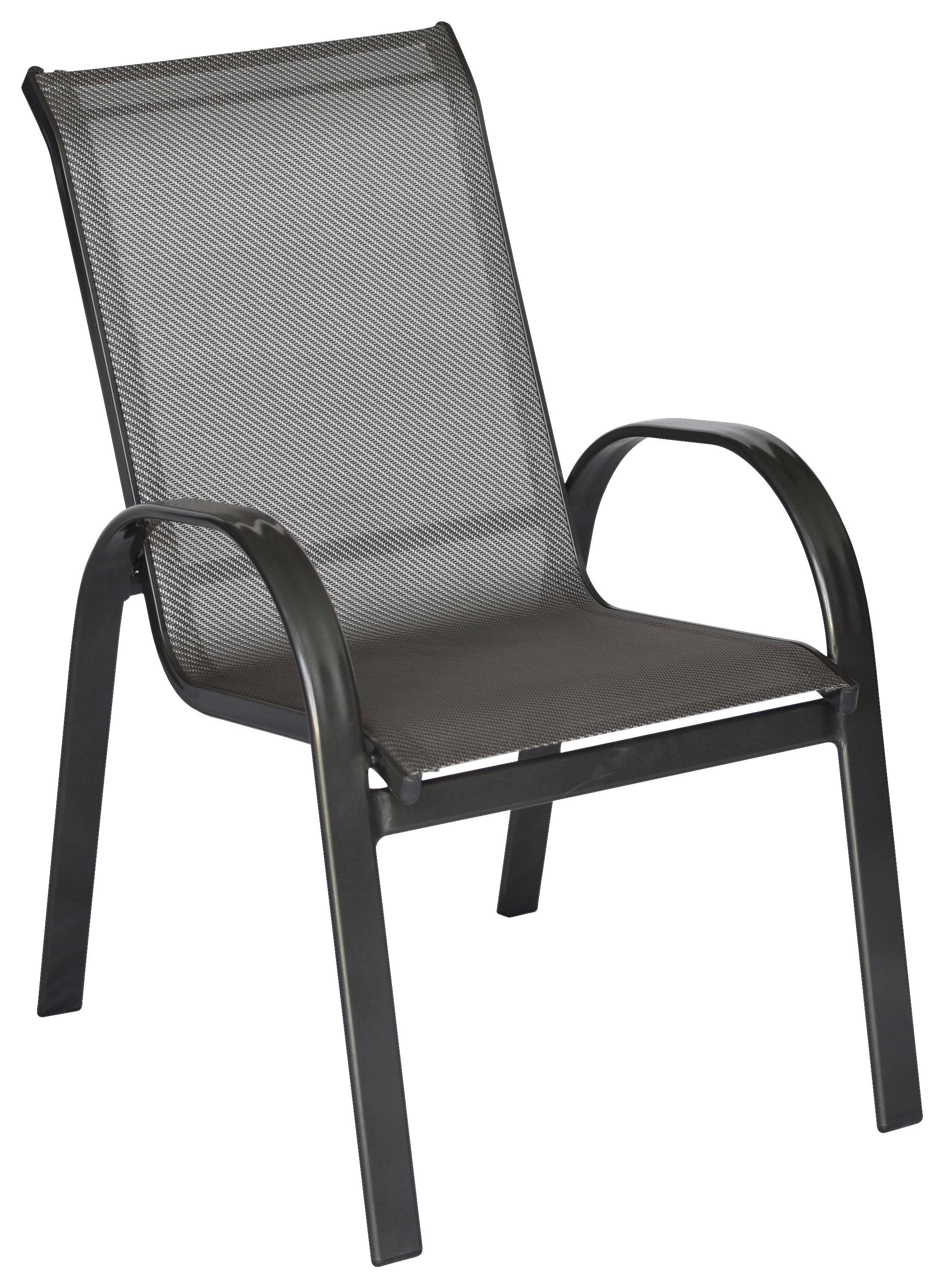 Gartensessel stapelbar 2er Set Amalfi Metall/Textil - Graphitfarben/Grau, KONVENTIONELL, Textil/Metall (56/97/76cm) - Gardenson