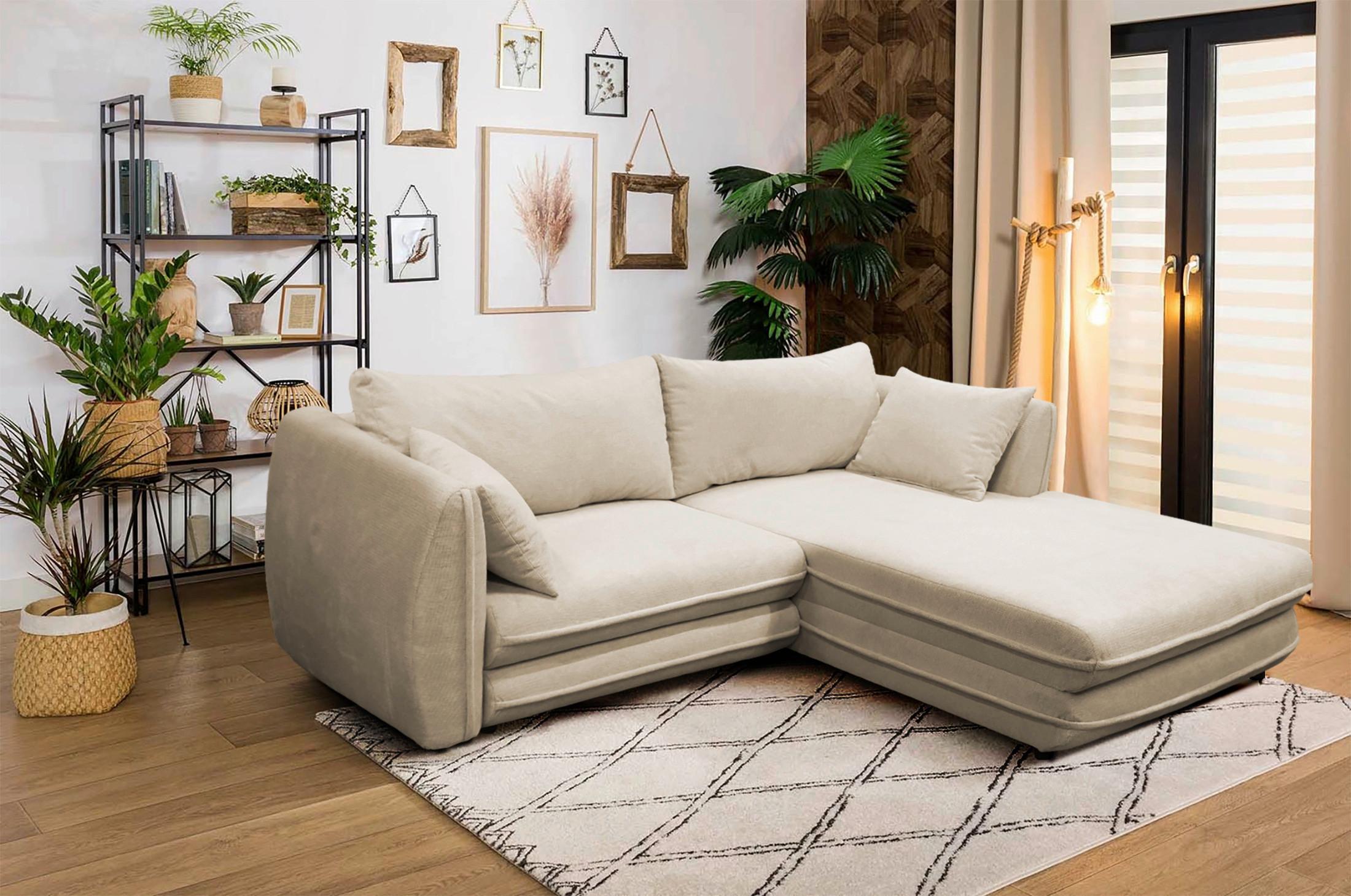 Ecksofa Vivaldi Beige S: 240x201 cm - Beige/Schwarz, Design, Textil (240/201cm) - MID.YOU