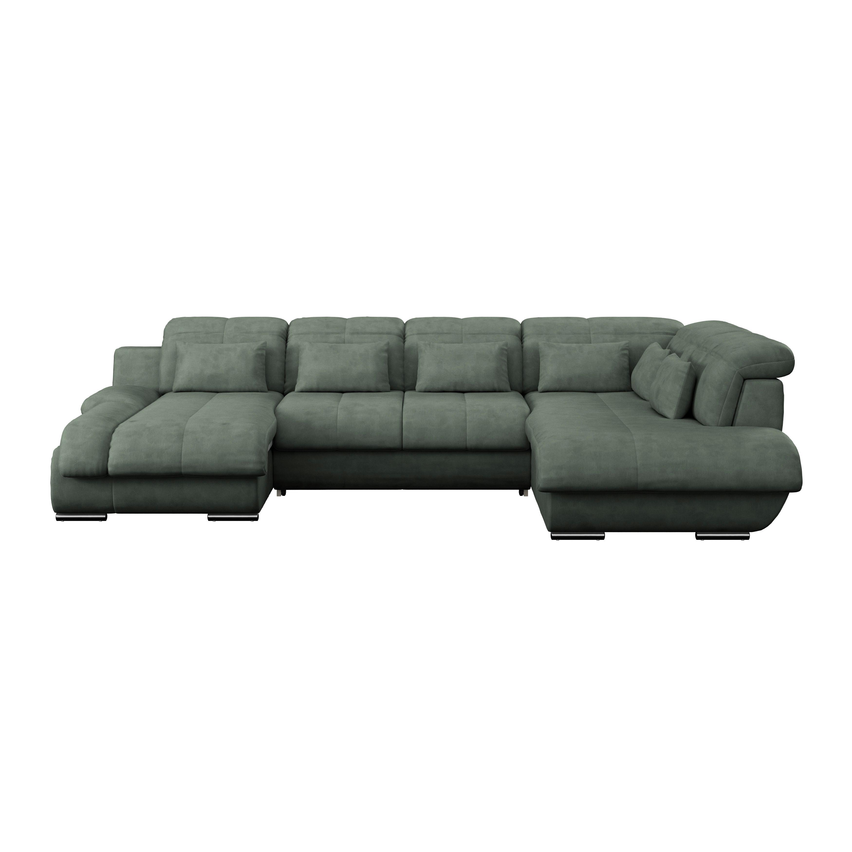 Sedací souprava MULTI, pravá, světle zelená barva - světle zelená/tmavě šedá, Moderní, kov/textil (184/345/228cm) - Luca Bessoni