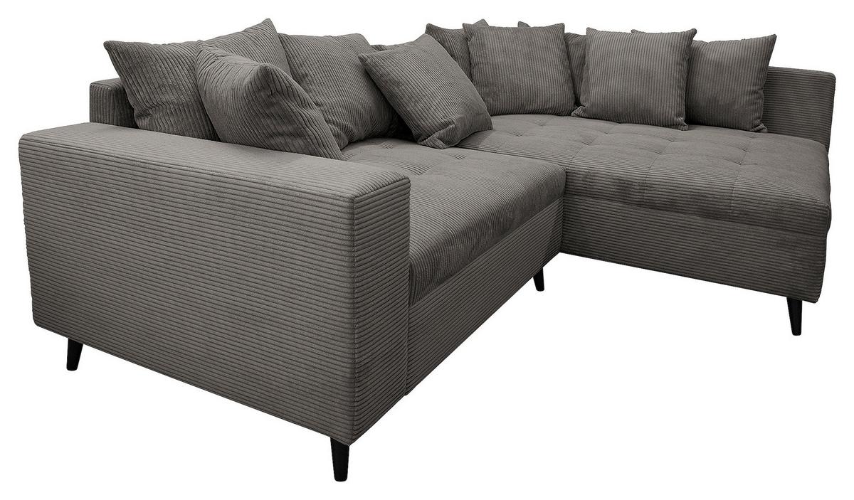 Ecksofa Pruno, Grau S: 247x174 Cm - Schwarz/Grau, Design, Textil (247/174cm) - MID.YOU