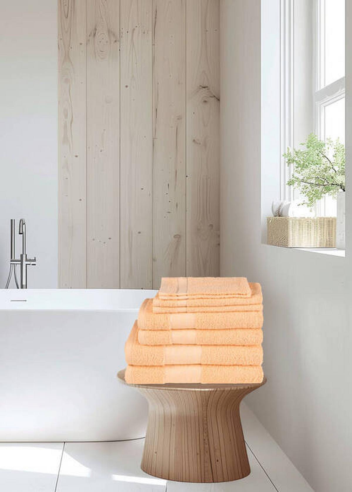 Frottierset Koralle/orange 8-Teilig - Basics, Textil (70/140cm)