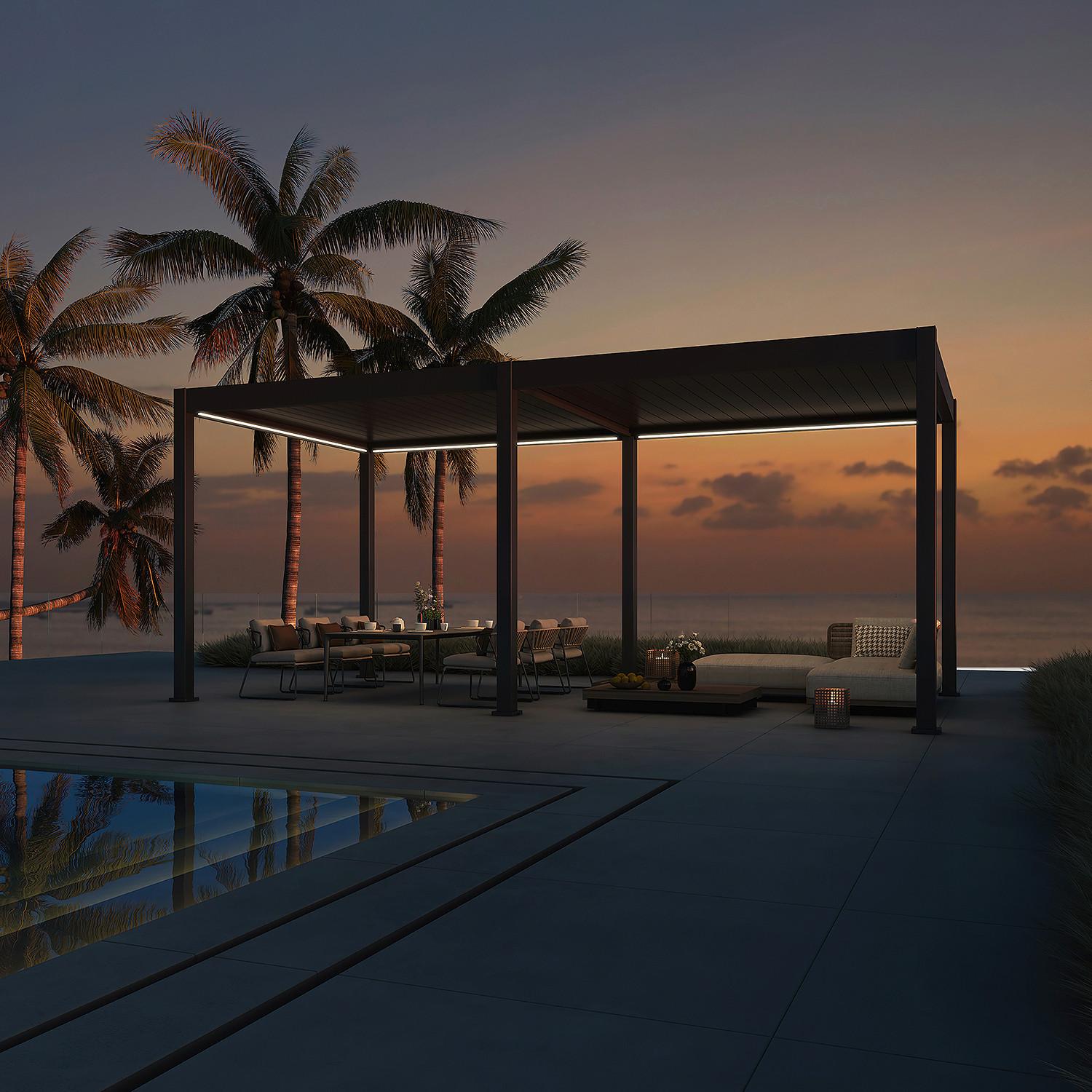 Pergola Deluxe 600x300cm Wetterfest, Elektrisch - Anthrazit, Basics, Metall (600/255/300cm) - Gardenson