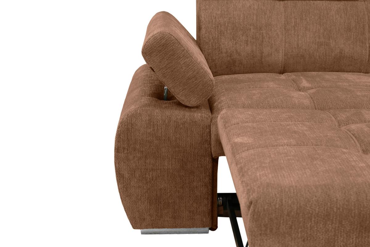 Rohová sedačka VEGAS, pravá, terakotová ženilka - terakotová/strieborná, Design, drevo/textil (294/173cm)