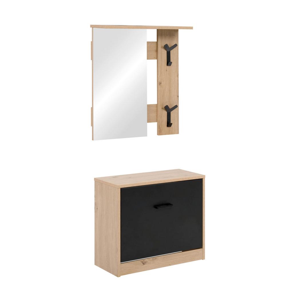 Garderobe Limone Eiche Artisan/Schwarz B: 56cm