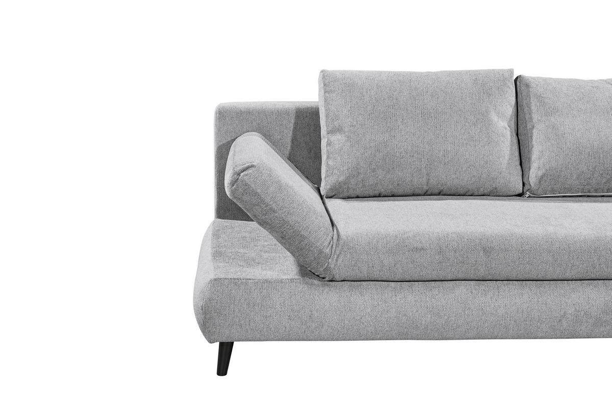 Schlafsofa Sunny 3Dl Hellgrau B: 212 cm - Hellgrau/Schwarz, KONVENTIONELL, Holzwerkstoff/Textil (212/88/101cm) - MID.YOU