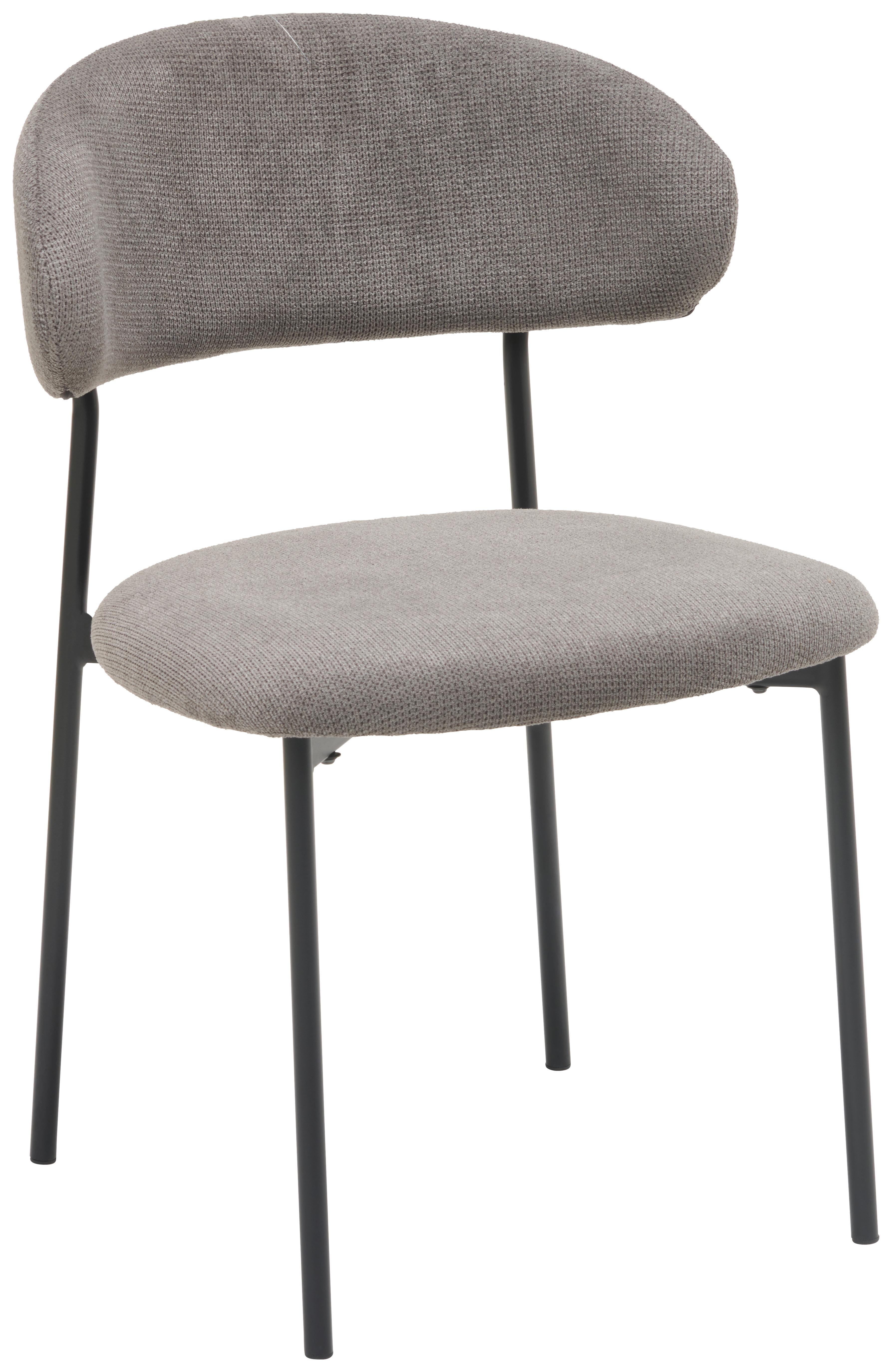 Vierfußstuhl Fenja Webstoff Grau, B: 53 cm - Schwarz/Grau, KONVENTIONELL, Textil/Metall (53/80/57cm) - MID.YOU