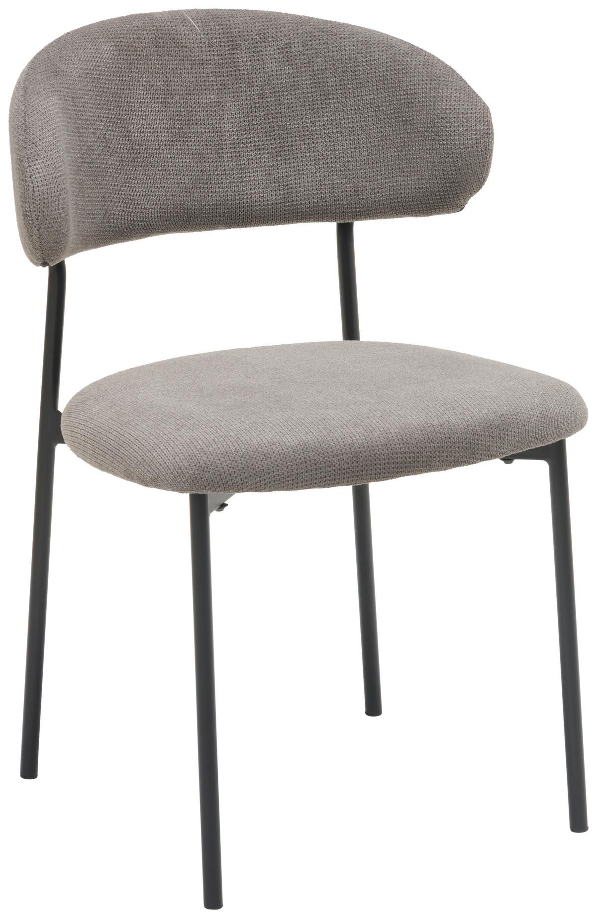 Vierfußstuhl Fenja Webstoff Grau, B: 53 Cm - Schwarz/Grau, KONVENTIONELL, Textil/Metall (53/80/57cm) - MID.YOU