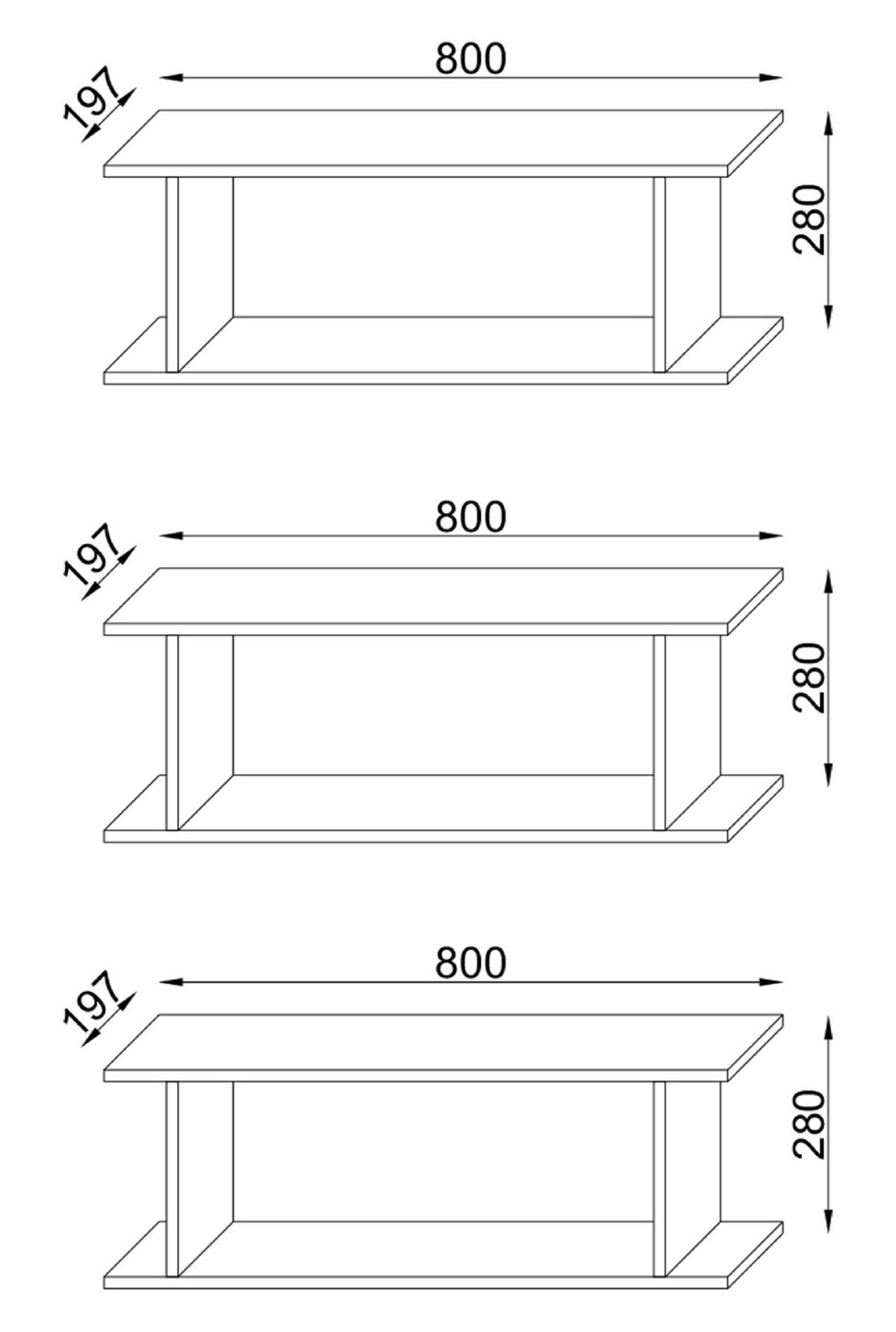 Wandregalset Sirola Honigeiche Dekor B:21cm - Honigeiche, Design, Holzwerkstoff (21/152/14cm) - MID.YOU
