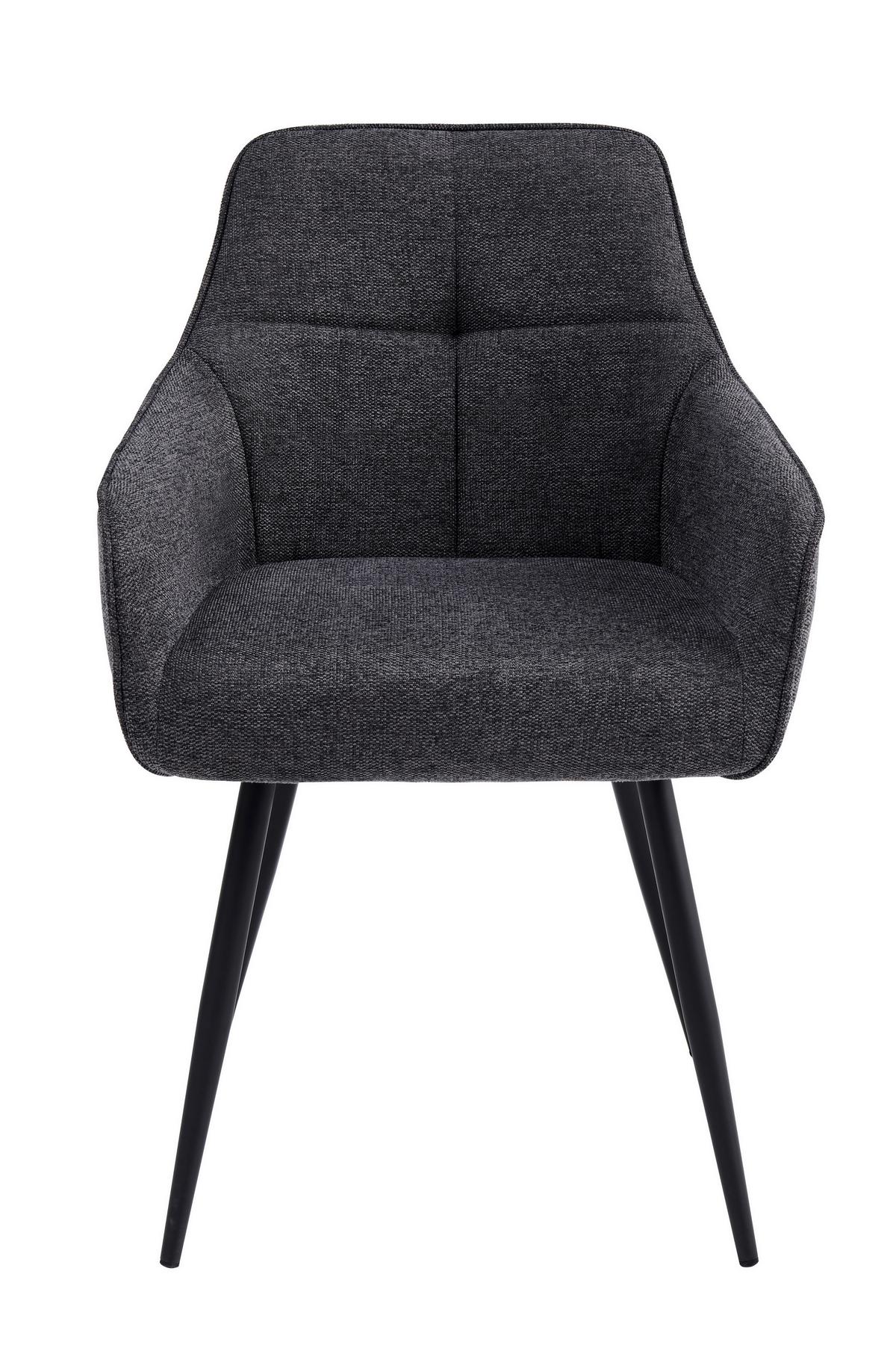 Armlehnstuhl-Set Verona I S 2er-Set - Anthrazit/Schwarz, MODERN, Textil/Metall (53/85/62cm) - MID.YOU