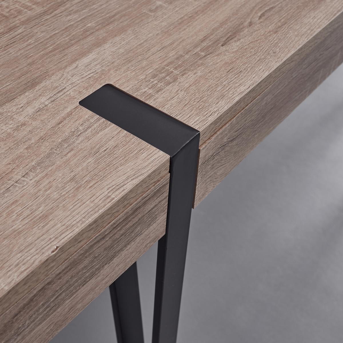 Jídelní stůl ELIN 160x90 cm - černá/barvy dubu, Moderní, kov/kompozitní dřevo (160/90/76cm) - Bessagi Home