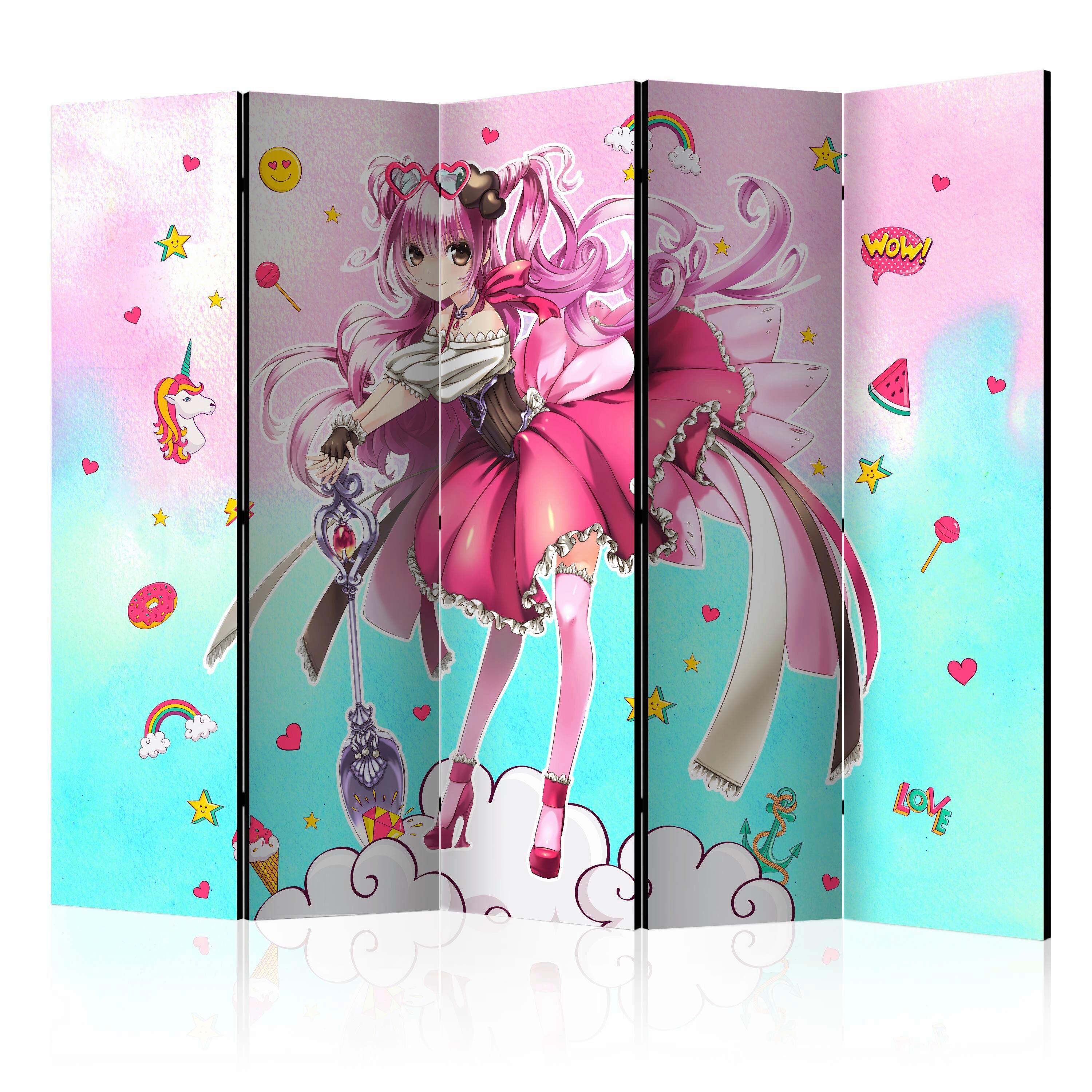 Paravent Türkis Pink B: 225 Cm
