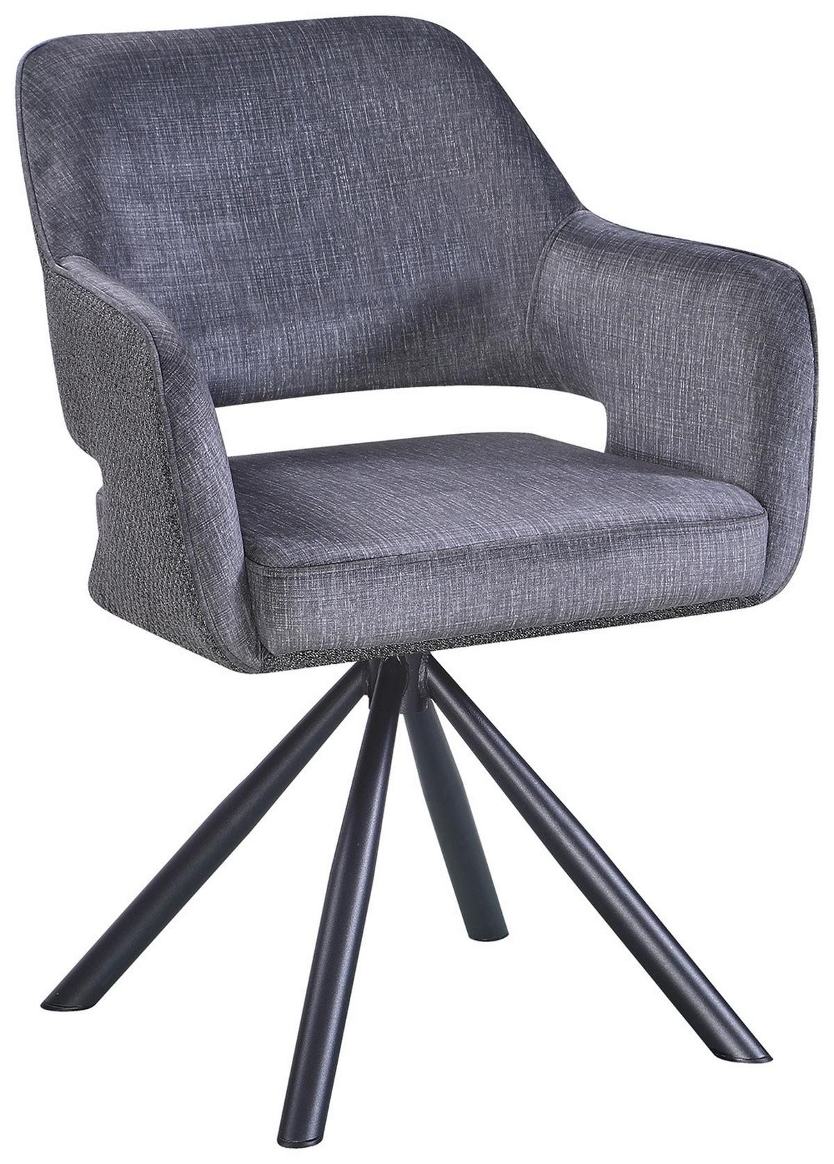 Stolička s podrúčkami Vanessa sivá, pružinové jadro - čierna/sivá, Modern, kov/textil (61/84,5/60cm) - Mömax