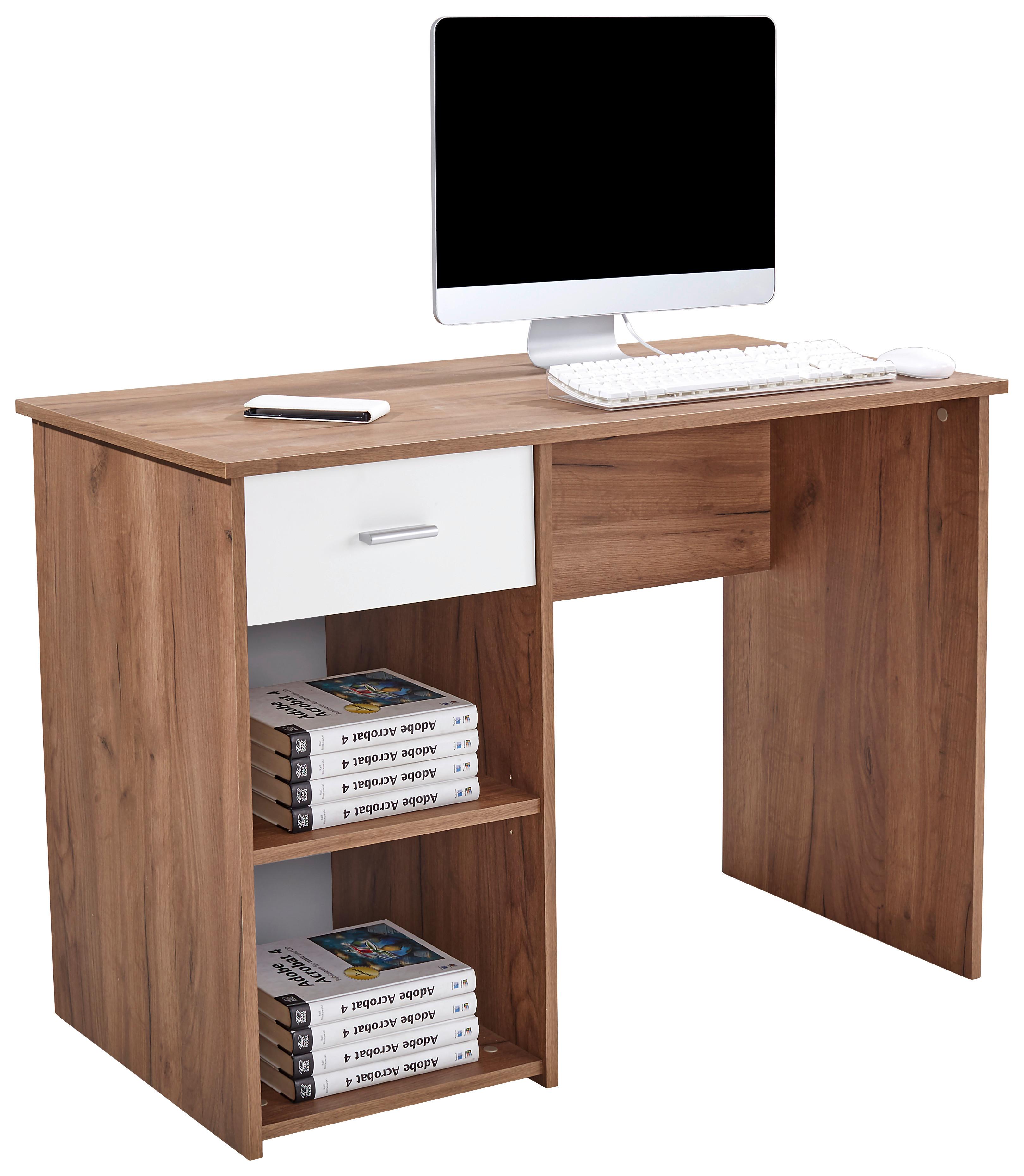 Schreibtisch + Stauraum B 110 cm H 75cm Kubek 2, Eiche Dekor - Dunkelbraun, MODERN, Holzwerkstoff (110/75/50cm)