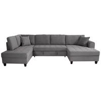 Wohnlandschaft Moritz Grau U-Form: 178x324x155 Cm - Grau, Trend, Textil (178/324/155cm)