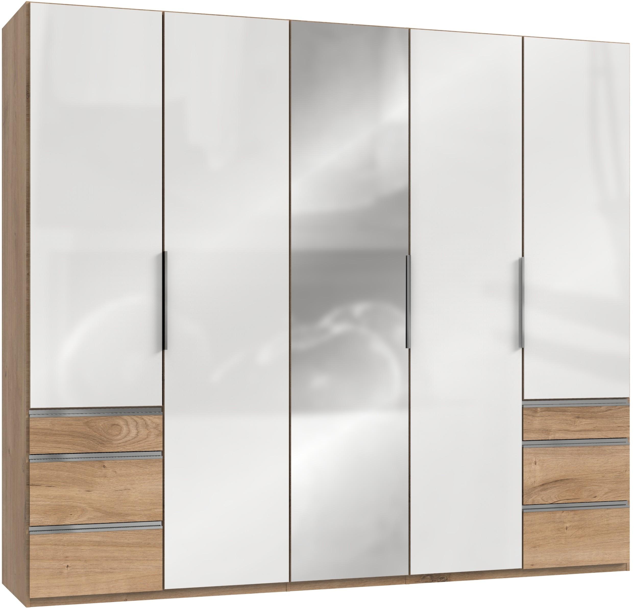 Drehtürenschrank 250cm Level, Weiß/eiche Dekor