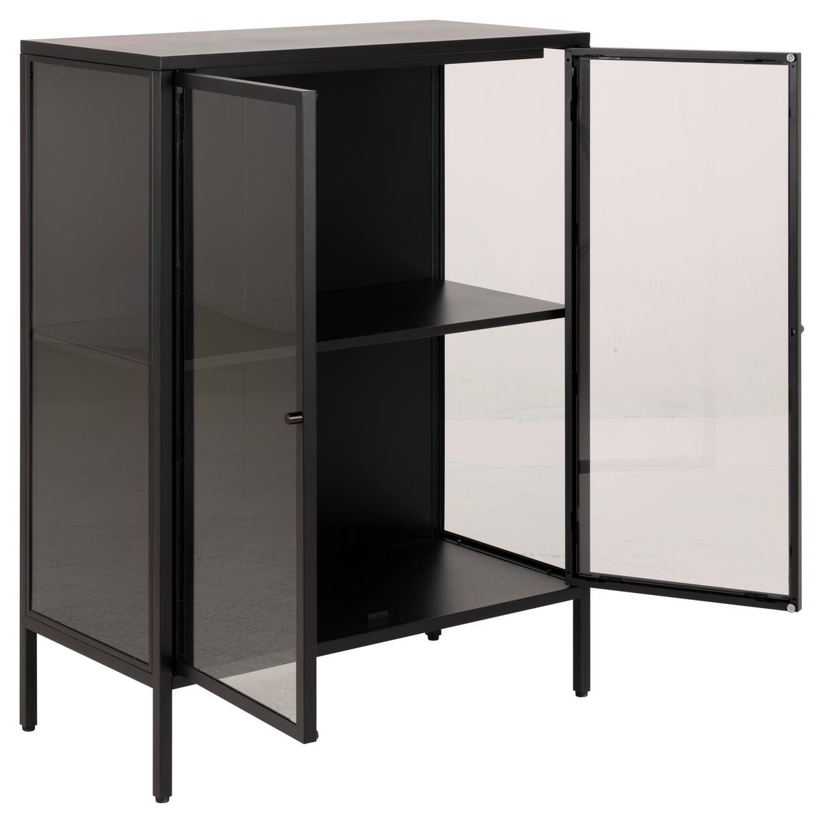 Komoda NEWCASTLE černá matní/kov - černá, Design, kov/sklo (80/98,7/40cm)