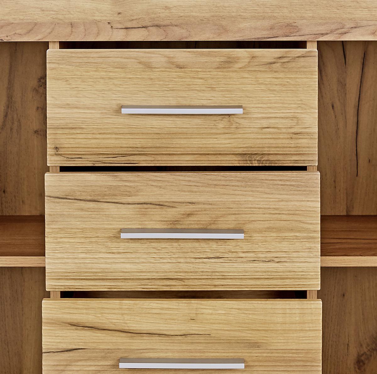Kommode Xeno, Weiß/Eichefarben BxHxT: 137,5x86x39,9 cm - Eichefarben/Weiß, MODERN, Holzwerkstoff (137,5/86/39,9cm)