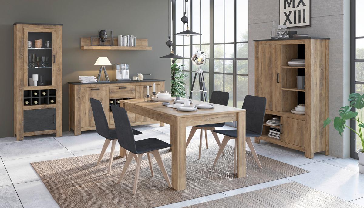 Kommode Rapallo Kastanie B: 176,2 cm - Kastanienfarben/Schwarz, MODERN, Holzwerkstoff (176,2/89,7/46cm)