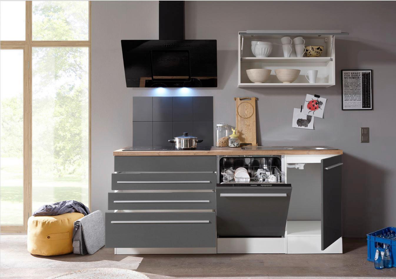 Küchenzeile Premium Mit Geräten B: 320 cm - Wildeiche/Weiß, Basics, Holzwerkstoff (320cm) - Respekta