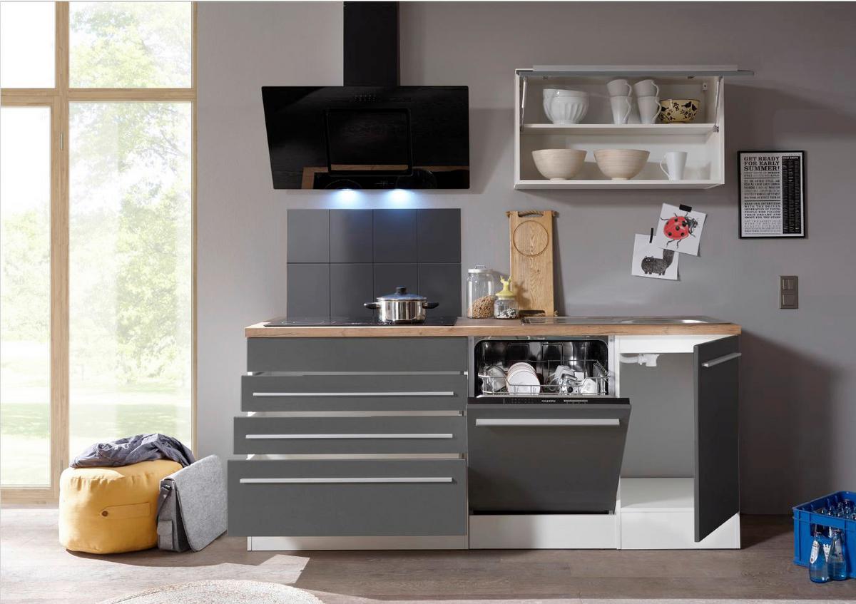 Küchenzeile Premium Mit Geräten B: 320 cm - Wildeiche/Weiß, Basics, Holzwerkstoff (320cm) - Respekta