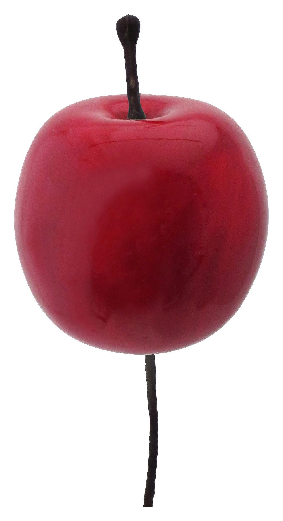 Weihnachtsdeko Apfelstecker Kunststoff Rot, H: 3,5 cm - Rot, KONVENTIONELL, Kunststoff (3,5cm)