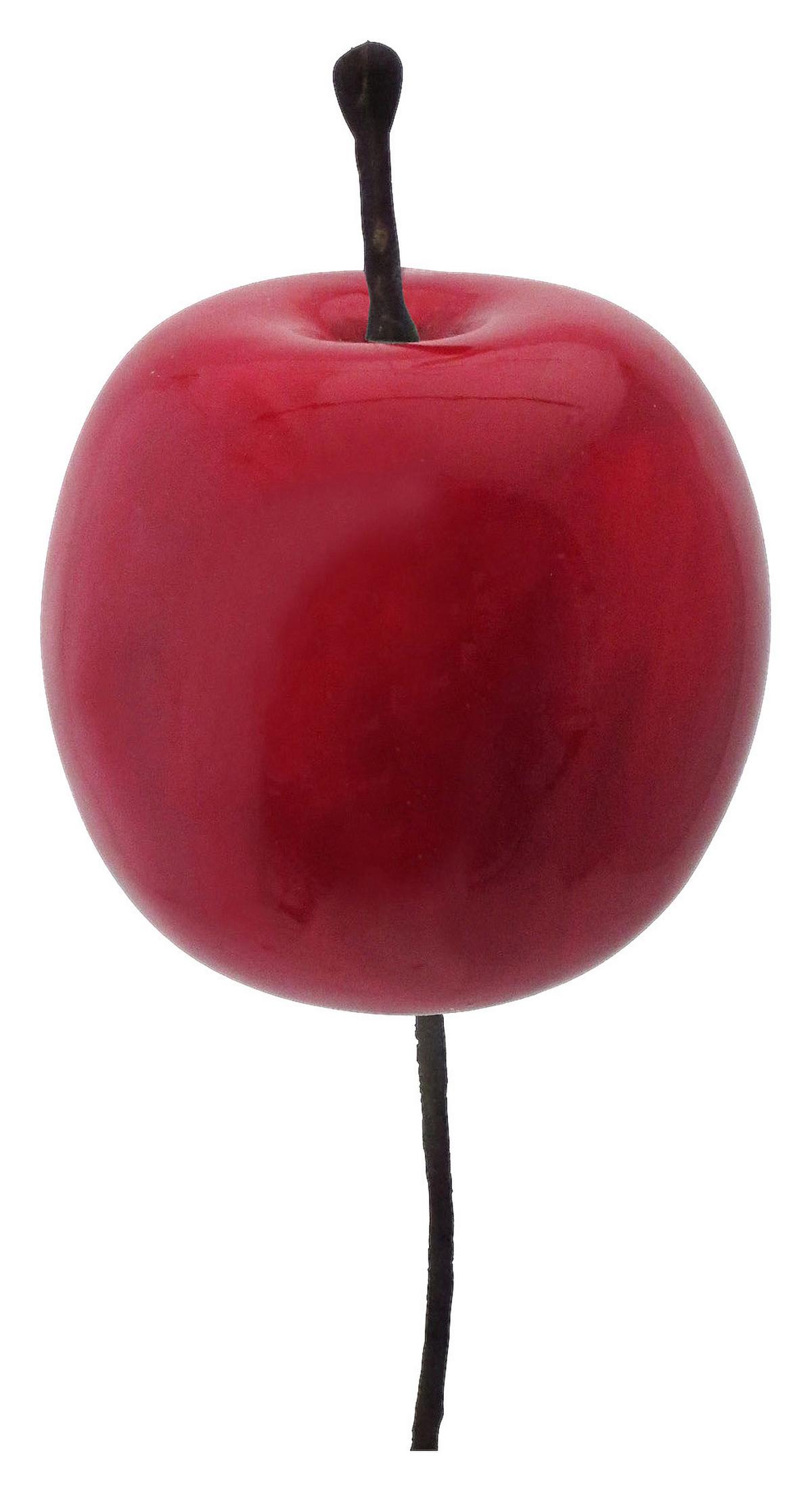 Weihnachtsdeko Apfelstecker Kunststoff Rot, H: 3,5 cm - Rot, KONVENTIONELL, Kunststoff (3,5cm)