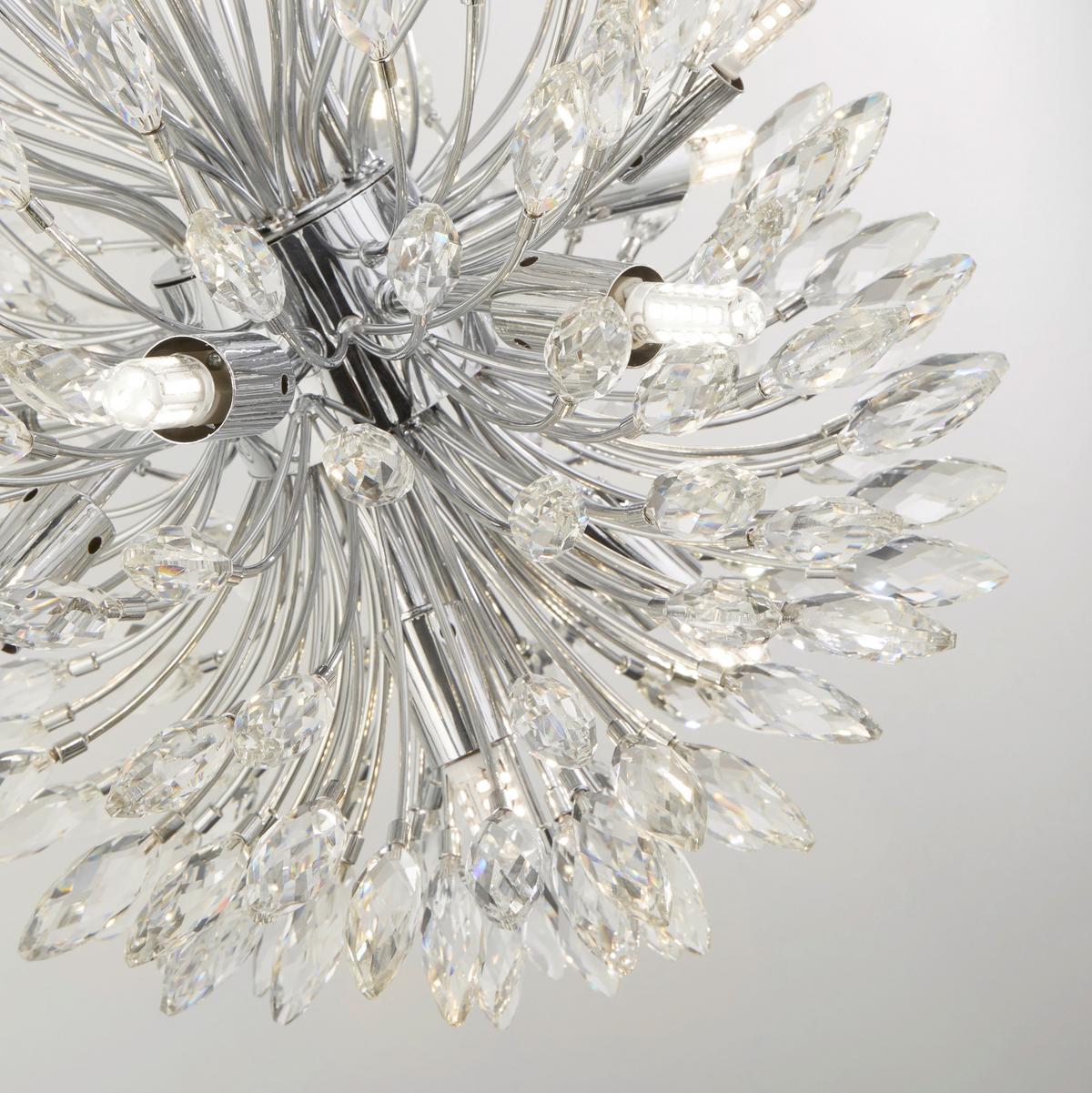 Kristály Függőlámpa 86012-14cc - krómszínű/átlátszó, Design, üveg/fém (64/37/37cm)