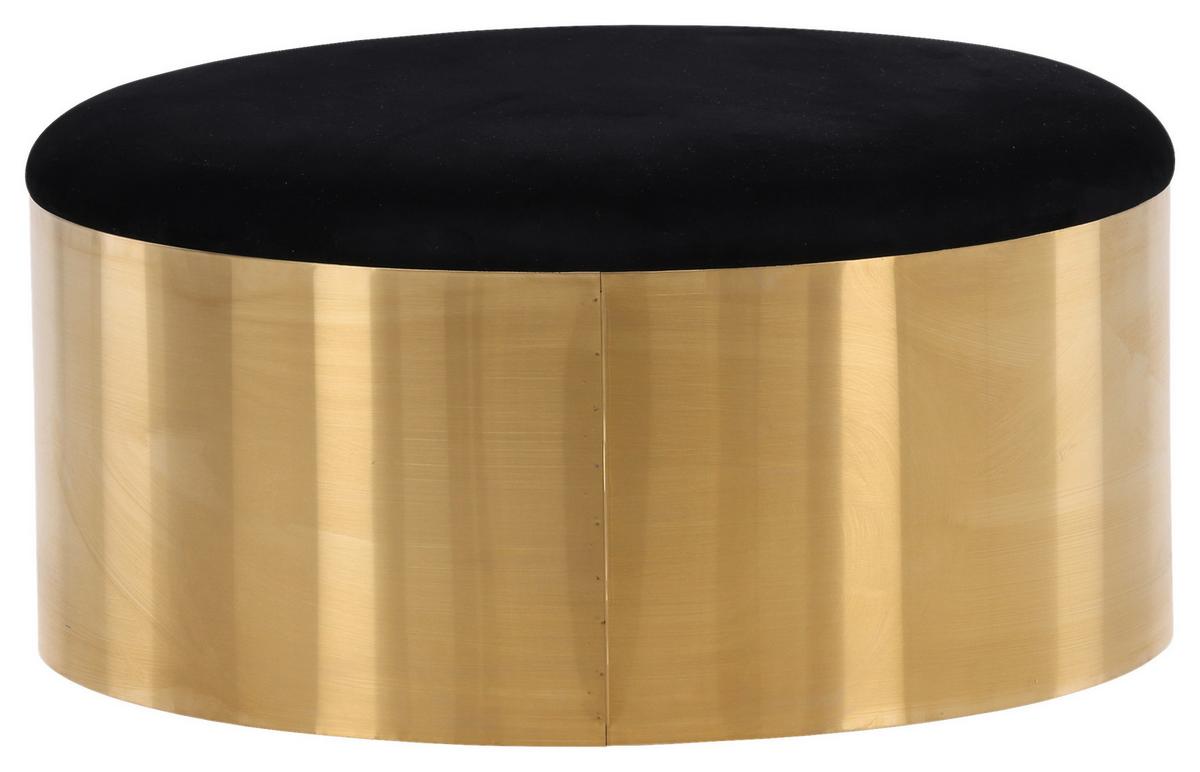 Hocker Puff - Goldfarben/Schwarz, Design, Textil/Metall (45/46/45cm) - Livetastic