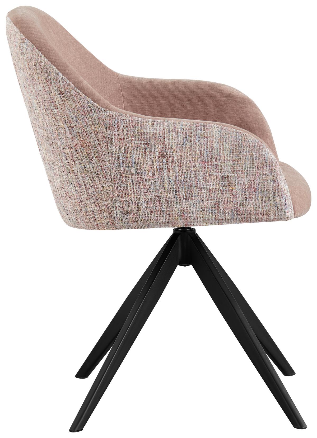 Armlehnstuhl Larina Webstoff Sand 360° drehbar - Sandfarben/Schwarz, MODERN, Textil/Metall (63/84/63cm) - MID.YOU