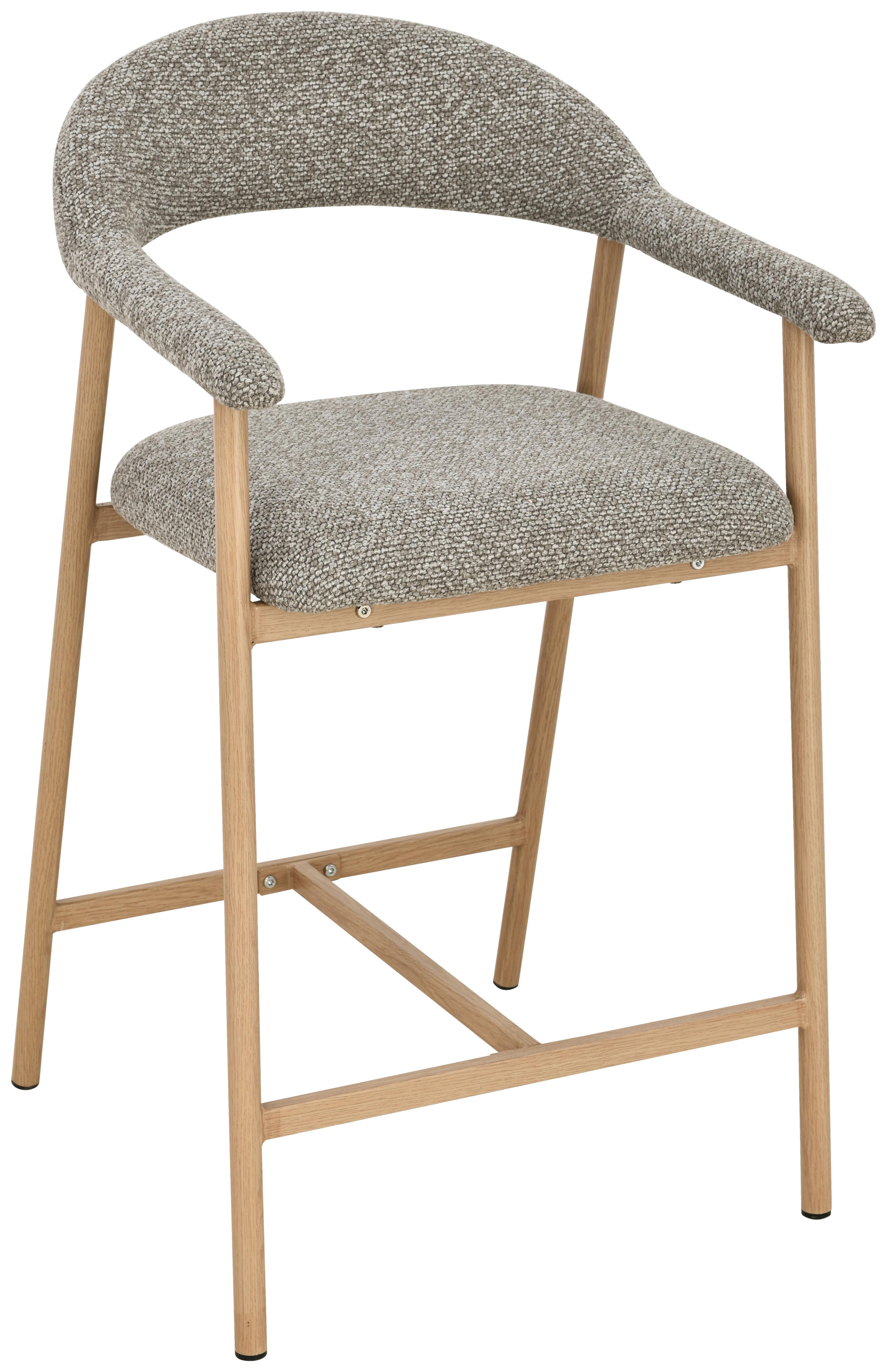 Barhocker Boucle Taupe/Eichefarben B: 54 cm - Taupe/Eichefarben, MODERN, Holz/Textil (54/94,5/54,5cm) - Livetastic