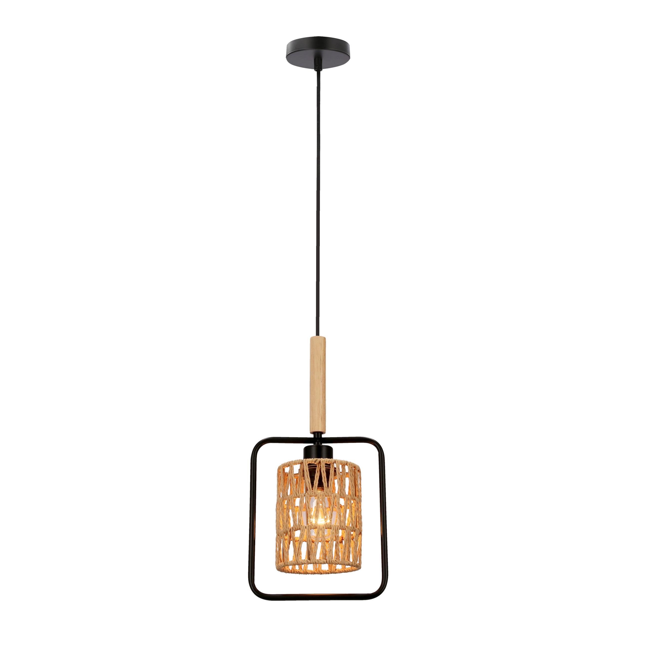 Pendelleuchte 31-26767 Crown - Beige/Schwarz, Natur, Textil/Metall (20/12/110cm)