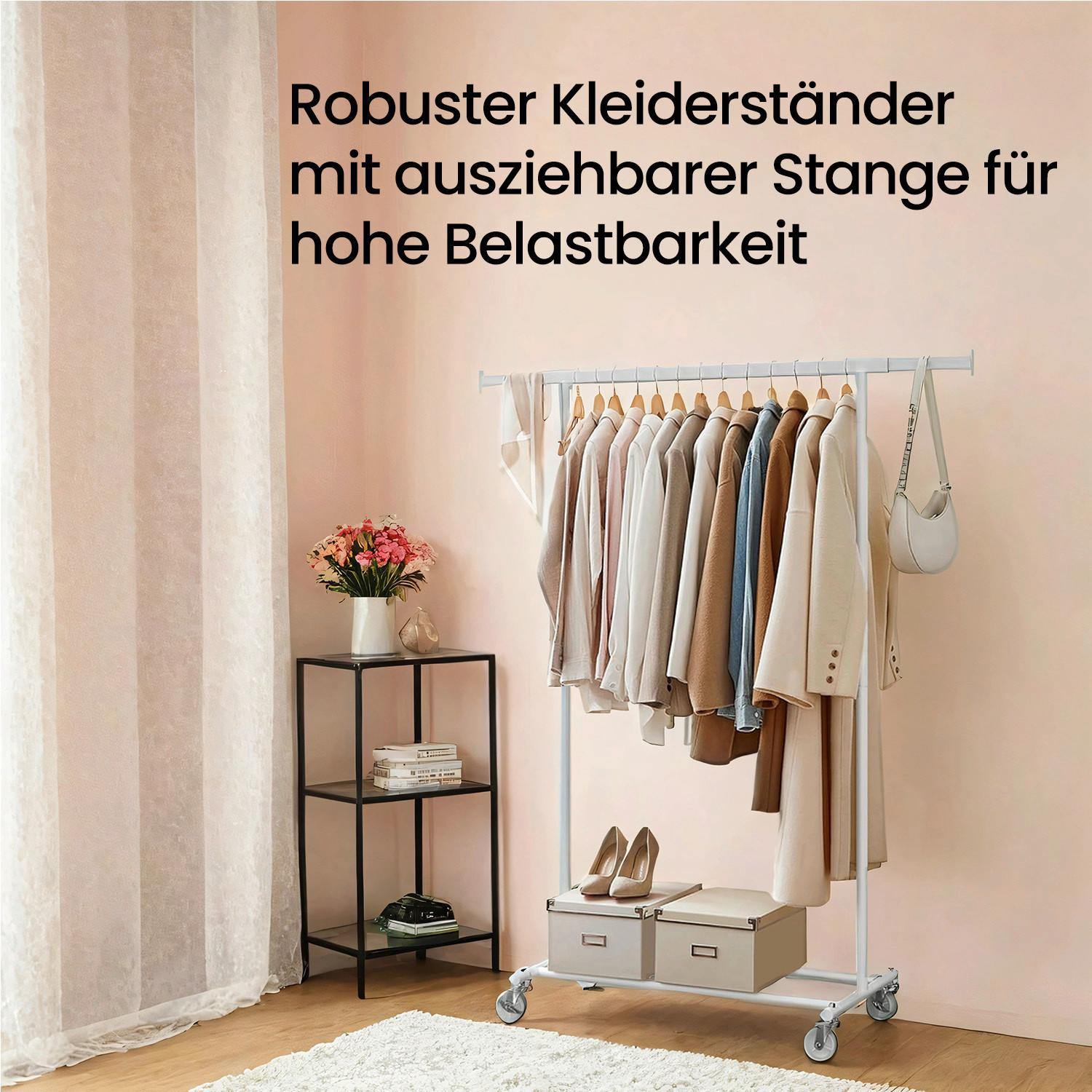 Kleiderwagen Edelstahlfarben B: 45 cm - Edelstahlfarben, Basics, Kunststoff/Metall (45/161/92-132cm)