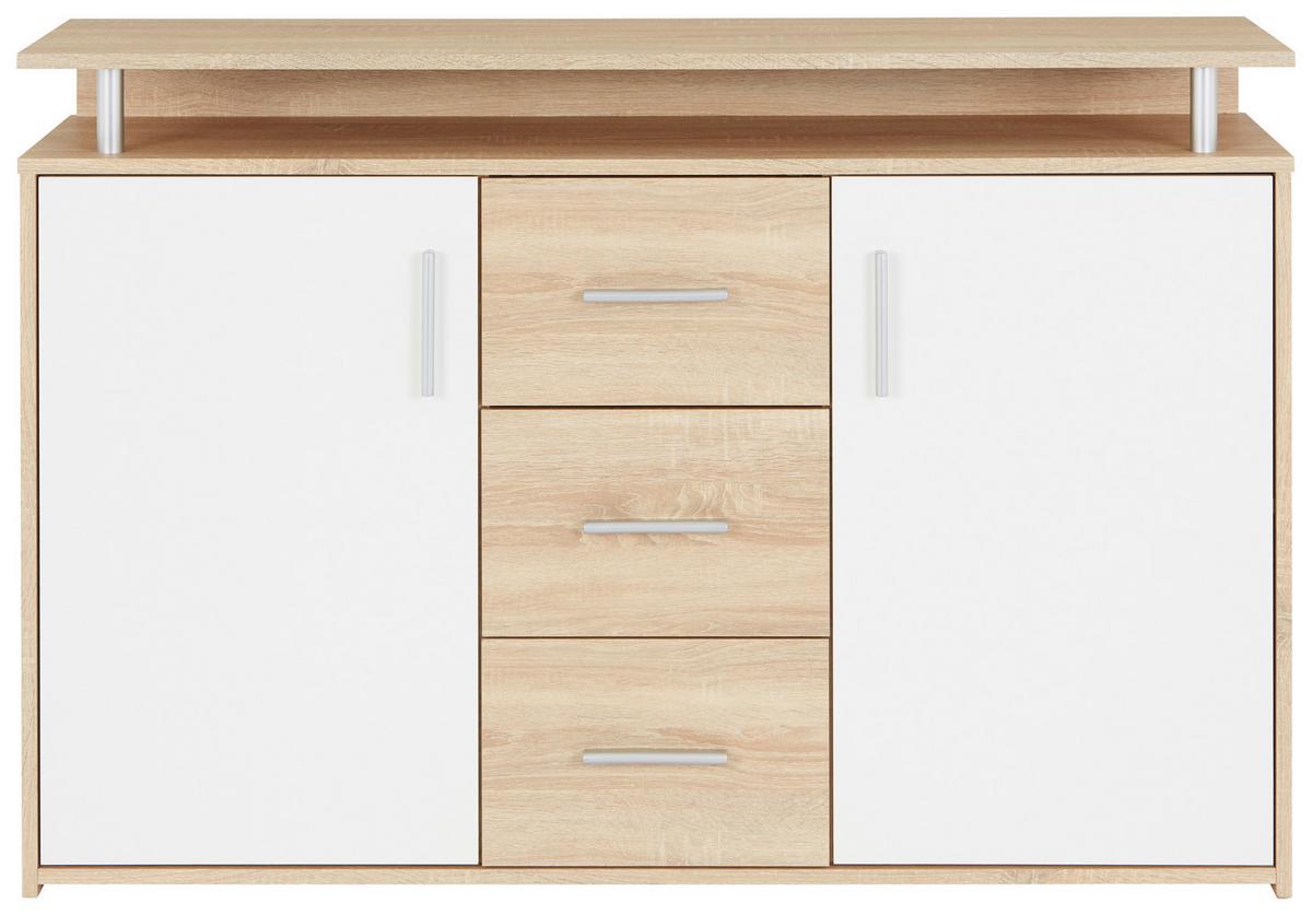 Komód Drift 132/88 Cm *top Ár* - tölgyfa színű/fehér, Modern, faalapú anyag (132/88/34,6cm) - Best Price