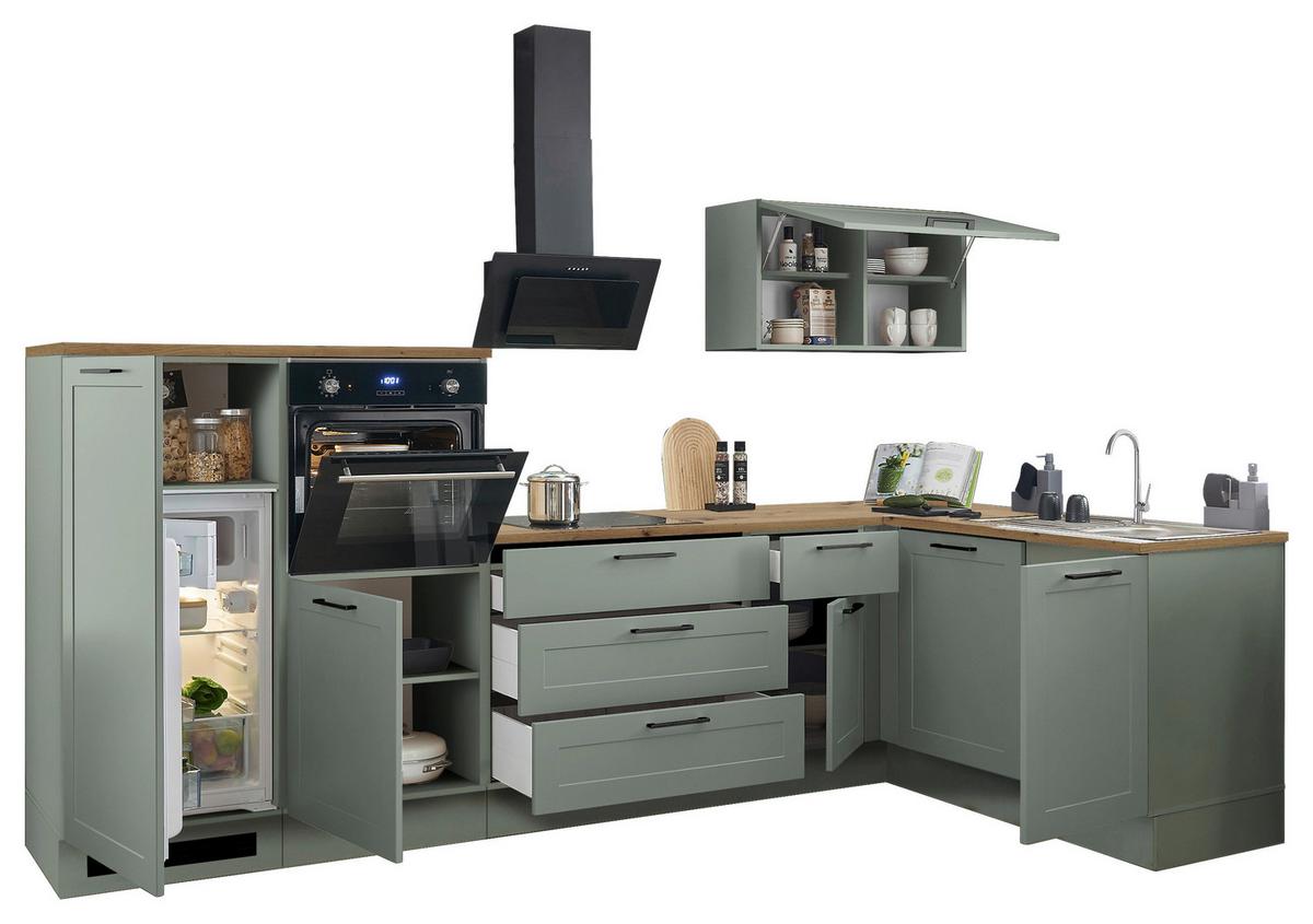 Eckküche Marseille Grün/eiche Dekor S: 320x175 Cm - Eiche Artisan/Grün, Design, Holzwerkstoff (320/175cm) - MID.YOU