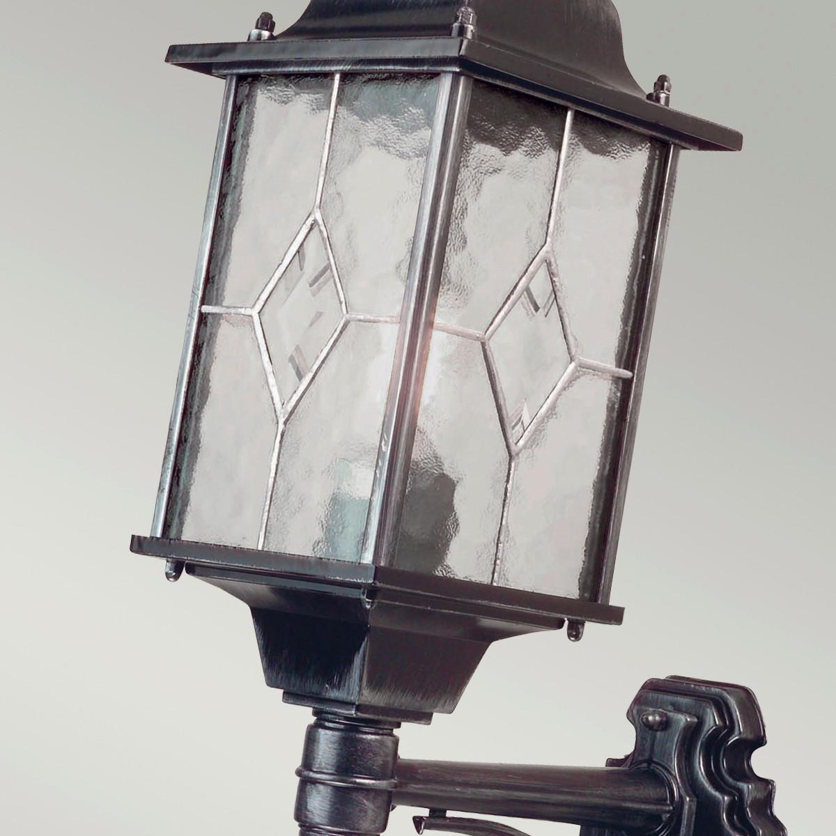 Außenwandleuchte 100 Watt Metall Glas, Wandmontage - Silberfarben/Schwarz, KONVENTIONELL, Glas/Metall (15.9/53.5/28.5cm) - Elstead Lighting