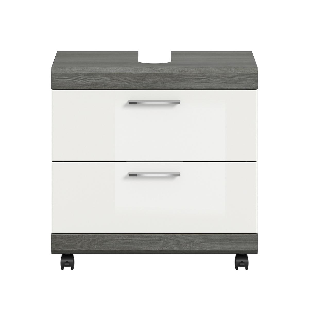 WASCHBECKENUNTERSCHRANK Scout Grau/Weiß HG B: 60cm - Weiß Hochglanz/Schwarz, Trend, Holzwerkstoff (60/60/34cm) - MID.YOU