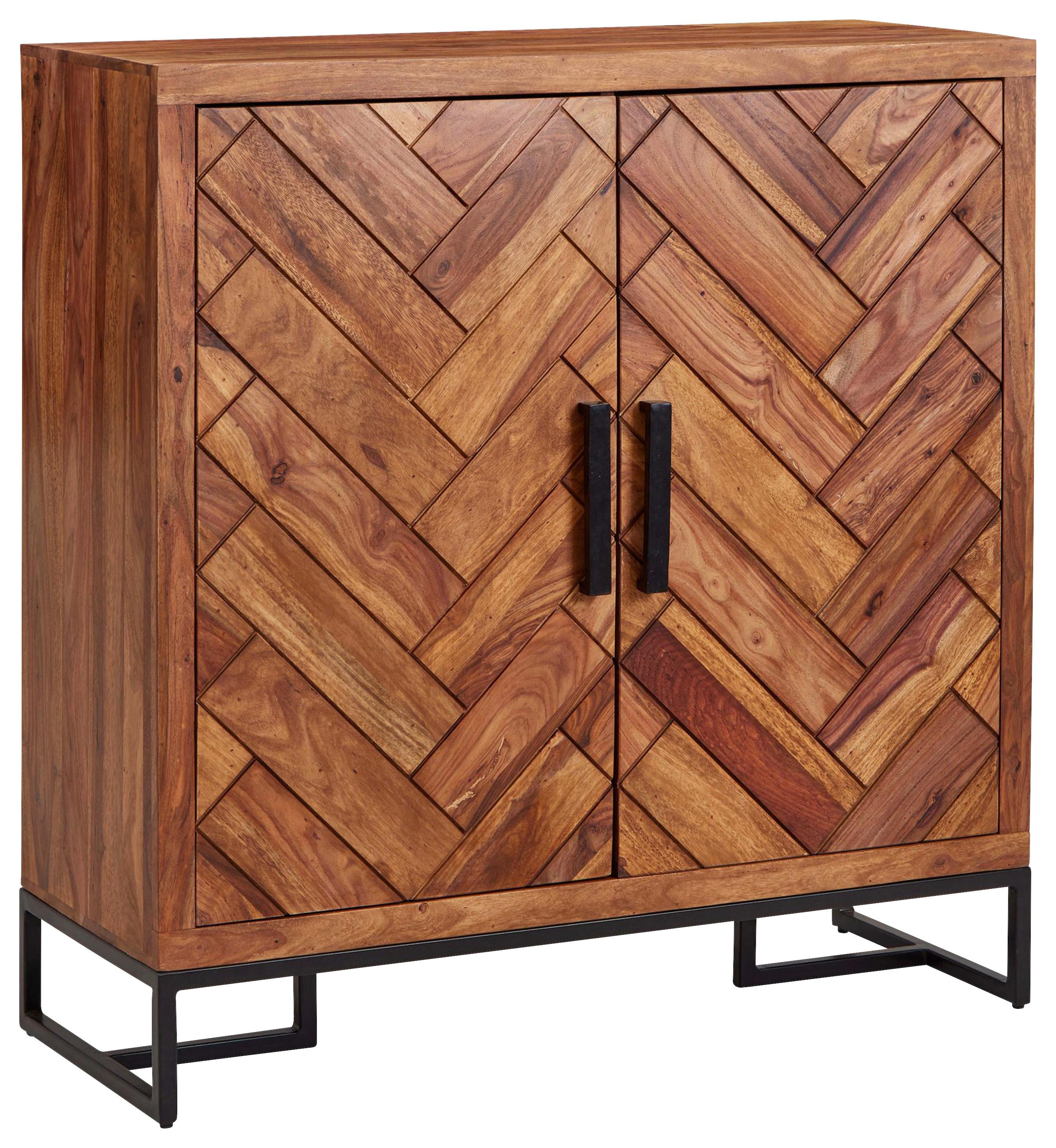 Sideboard Sheesham Sheeshamfarben B: 100 cm - Sheeshamfarben/Schwarz, Design, Holz (100/105/40cm) - MID.YOU