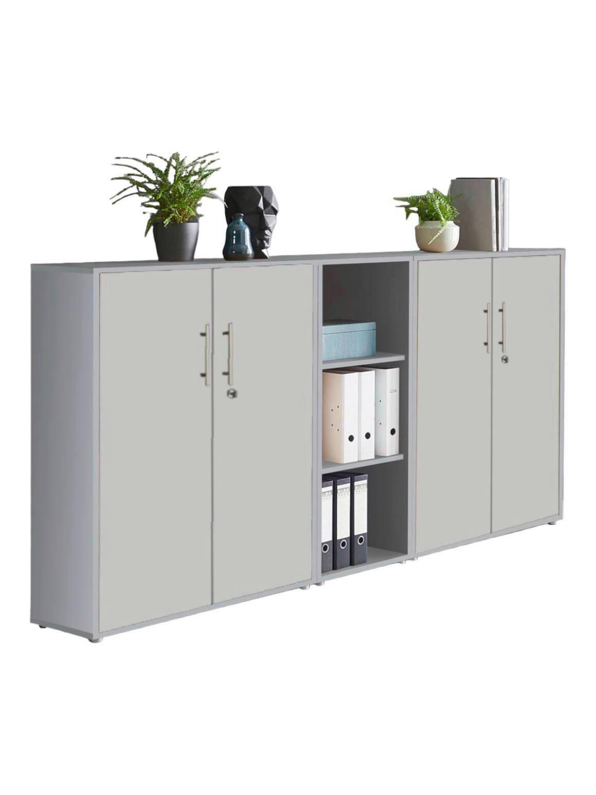 AKTENSCHRANK OFFICE EDITION - SW SET 8 - Hellgrau, MODERN, Holzwerkstoff (212,9/113,6/33cm) - MID.YOU