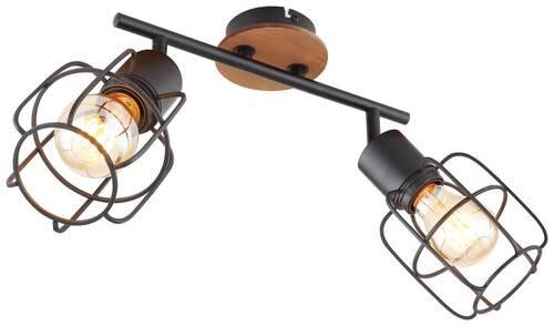 Strahler Willa 2-Flammig verstellbar L: 30 cm - Schwarz/Braun, Basics, Holz/Metall (30/11/24cm) - Globo