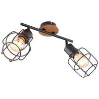Strahler Willa 2-Flammig verstellbar L: 30 cm - Schwarz/Braun, Basics, Holz/Metall (30/11/24cm) - Globo