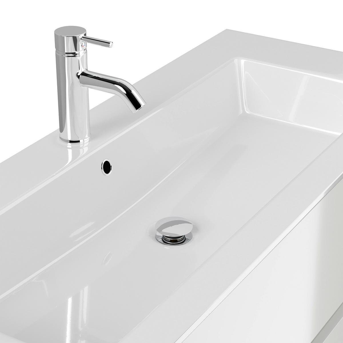 BADEZIMMER Limes, Weiß HG B: 120 cm - Weiß Hochglanz/Weiß, Basics, Holzwerkstoff/Stein (120cm) - MID.YOU