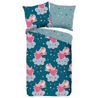 Jugendbettwäsche Princesse Blau Petrol 135x200 cm - Blau/Petrol, Design, Textil (135/200cm)