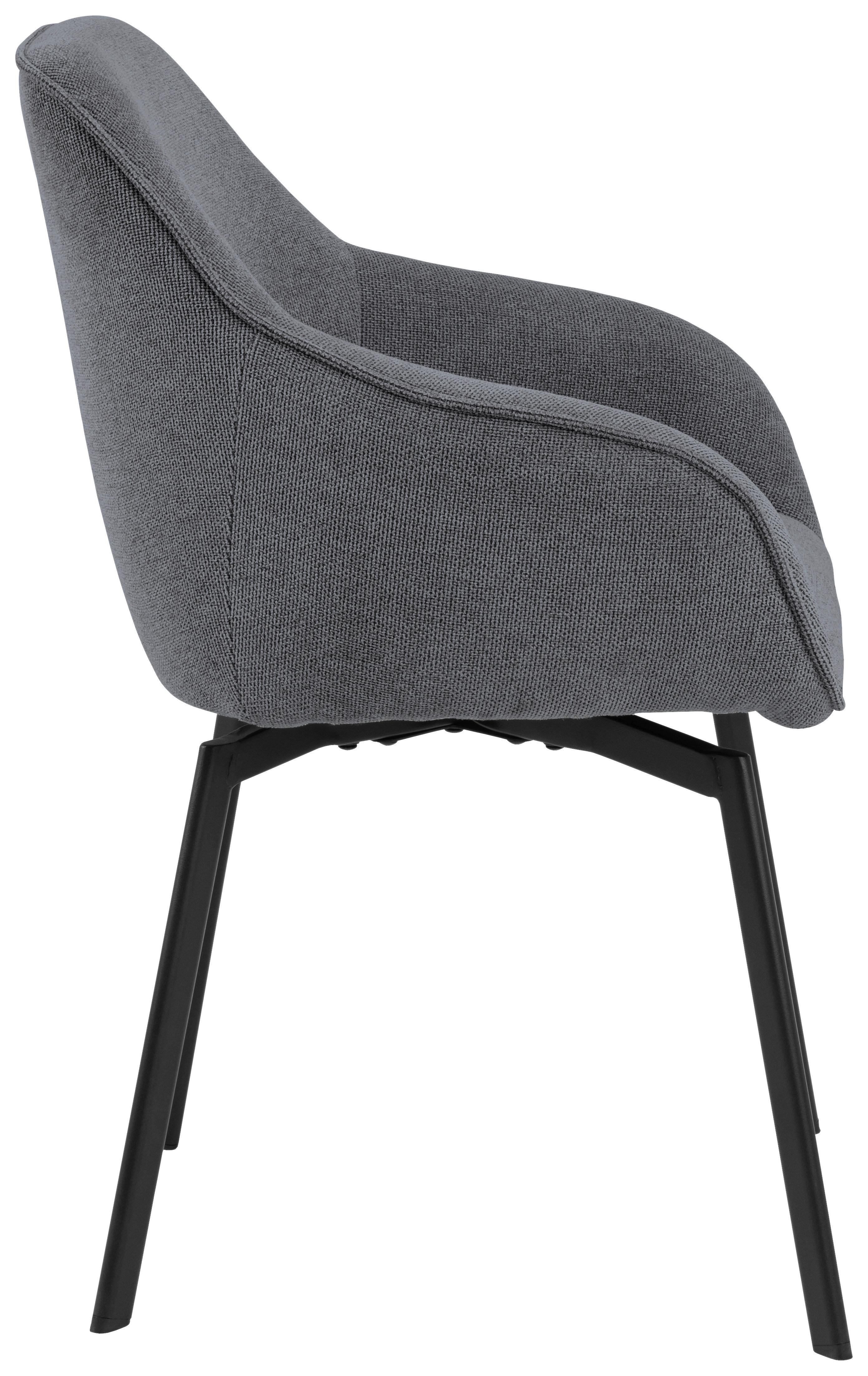 STOLIČKA S PODRÚČKAMI CLARA - čierna/sivá, Design, kov/textil (58,5/83,5/55,5cm) - MID.YOU