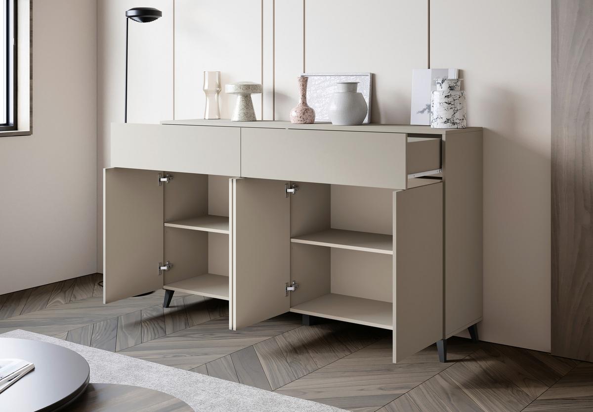 Sideboard Phuket kaschmir B: 160cm - Kaschmir/Schwarz, Design, Holzwerkstoff (160/95,4/39cm) - P & B