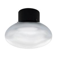 Wandleuchte Belategi 1-Flammig, Rund Aus Milchglas - Transparent/Schwarz, KONVENTIONELL, Glas/Metall (24/18cm) - Eglo