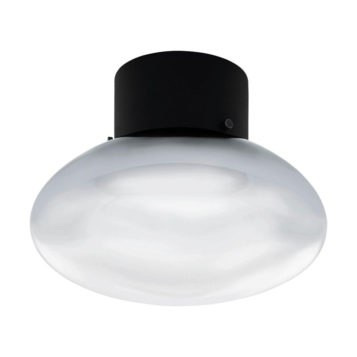 Wandleuchte Belategi 1-Flammig, Rund Aus Milchglas - Transparent/Schwarz, KONVENTIONELL, Glas/Metall (24/18cm) - Eglo
