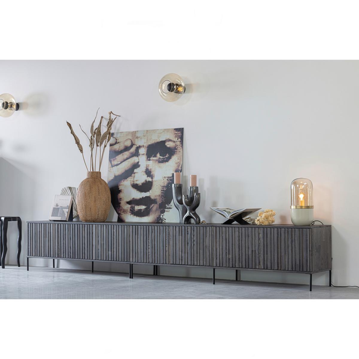 LOWBOARD Gravure Schwarz B: 100cm - Schwarz, Design, Holz (100/56/44cm) - Livetastic