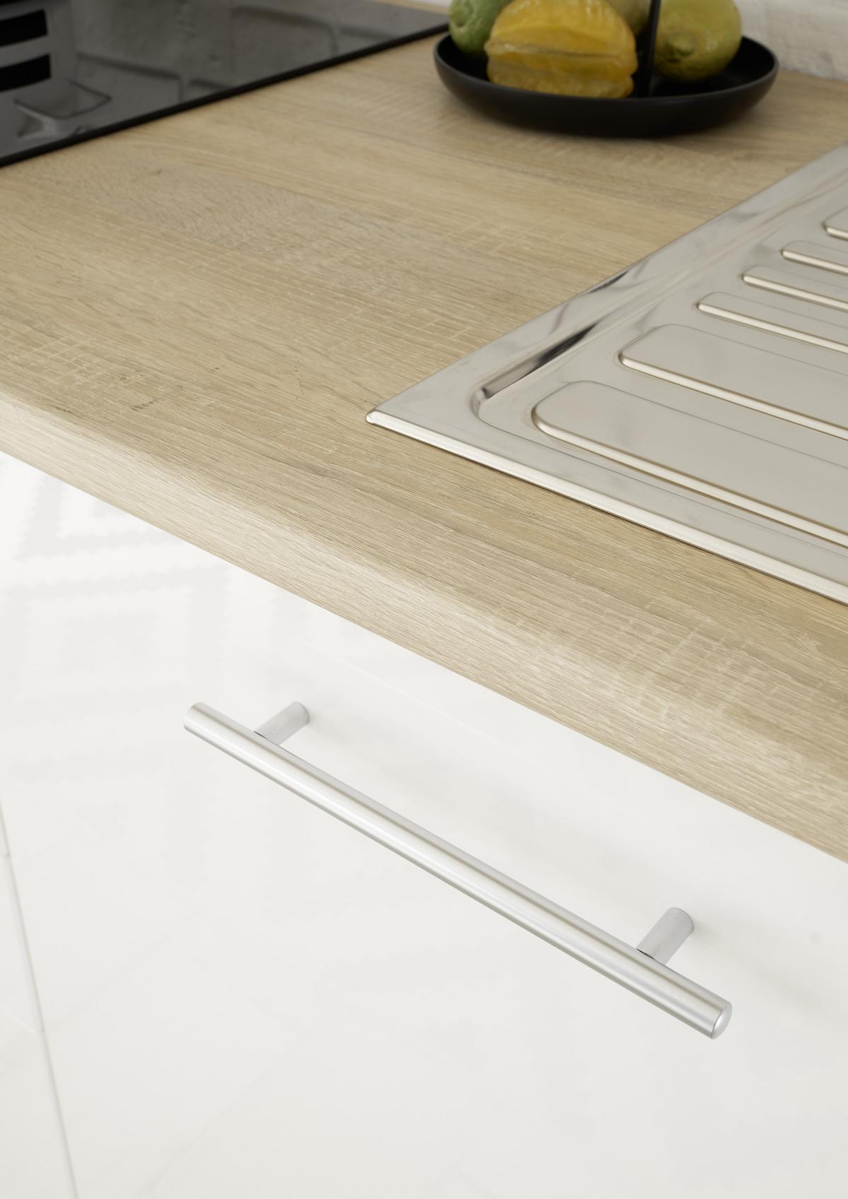 Küchenzeile Laurel mit Geräten 310 cm Weiß/Eiche Dekor - Weiß/Sonoma Eiche, MODERN, Holzwerkstoff (310cm) - MID.YOU